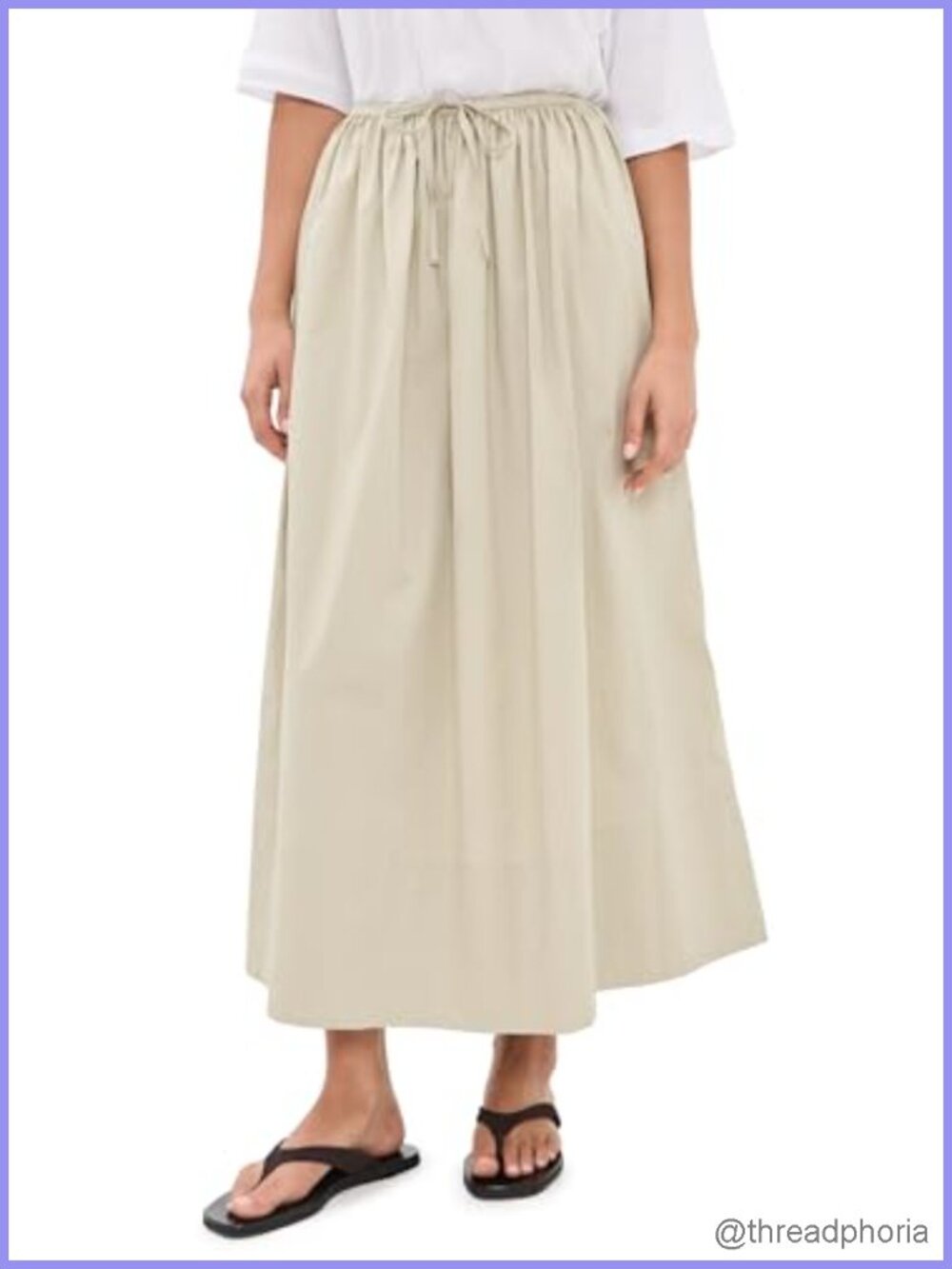 Noelle Poplin Maxi Skirt Lightweight Stretch Cotton High Rise